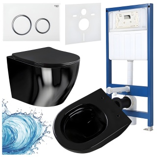 ZESTAW PODTYNKOWY WC STELAŻ HYDROSAN MISKA MIZU-BL-RIM-03 PRZYCISK BUTTON-4-WH BIAŁY