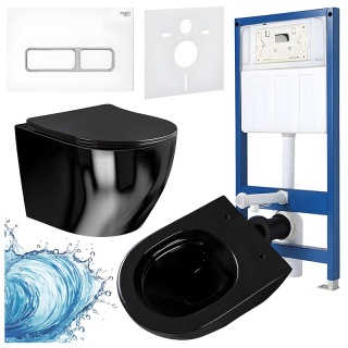 ZESTAW PODTYNKOWY WC STELAŻ HYDROSAN MISKA MIZU-BL-RIM-03 PRZYCISK BUTTON-6-WH BIAŁY