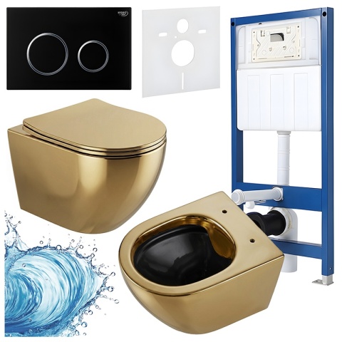 ZESTAW PODTYNKOWY WC STELAŻ HYDROSAN MISKA MIZU-GL-BL-RIM-03 PRZYCISK BUTTON-4-BL CZARNY