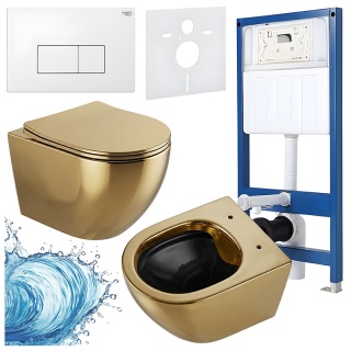 ZESTAW PODTYNKOWY WC STELAŻ HYDROSAN MISKA MIZU-GL-BL-RIM-03 PRZYCISK BUTTON-5-WH BIAŁY