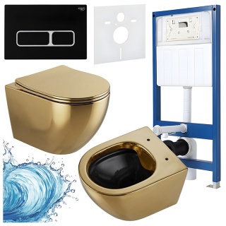 ZESTAW PODTYNKOWY WC STELAŻ HYDROSAN MISKA MIZU-GL-BL-RIM-03 PRZYCISK BUTTON-6-BL CZARNY