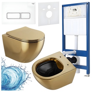 ZESTAW PODTYNKOWY WC STELAŻ HYDROSAN MISKA MIZU-GL-BL-RIM-03 PRZYCISK BUTTON-6-WH BIAŁY