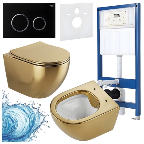 ZESTAW PODTYNKOWY WC STELAŻ HYDROSAN MISKA MIZU-GL-WH-RIM-03 PRZYCISK BUTTON-4-BL CZARNY