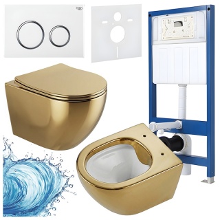 ZESTAW PODTYNKOWY WC STELAŻ HYDROSAN MISKA MIZU-GL-WH-RIM-03 PRZYCISK BUTTON-4-WH BIAŁY