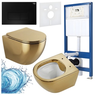 ZESTAW PODTYNKOWY WC STELAŻ HYDROSAN MISKA MIZU-GL-WH-RIM-03 PRZYCISK BUTTON-5-BL CZARNY