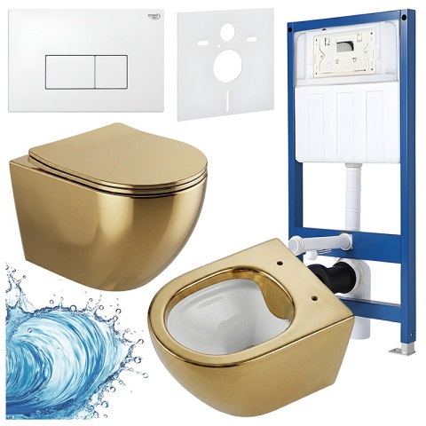 ZESTAW PODTYNKOWY WC STELAŻ HYDROSAN MISKA MIZU-GL-WH-RIM-03 PRZYCISK BUTTON-5-WH BIAŁY