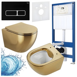 ZESTAW PODTYNKOWY WC STELAŻ HYDROSAN MISKA MIZU-GL-WH-RIM-03 PRZYCISK BUTTON-6-BL CZARNY