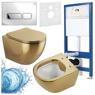 ZESTAW PODTYNKOWY WC STELAŻ HYDROSAN MISKA MIZU-GL-WH-RIM-03 PRZYCISK BUTTON-6-CH CHROM
