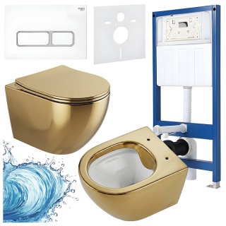 ZESTAW PODTYNKOWY WC STELAŻ HYDROSAN MISKA MIZU-GL-WH-RIM-03 PRZYCISK BUTTON-6-WH BIAŁY