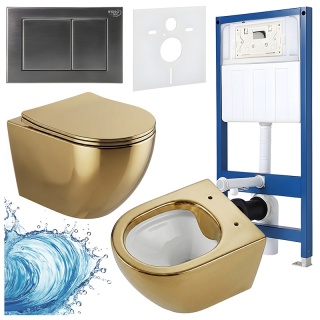 ZESTAW PODTYNKOWY WC STELAŻ HYDROSAN MISKA MIZU-GL-WH-RIM-03 PRZYCISK BUTTON-7-CH CHROM