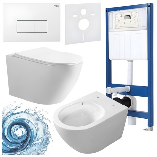 ZESTAW PODTYNKOWY WC STELAŻ HYDROSAN MISKA MIZU-WH-TR-03 PRZYCISK BUTTON-5-WH BIAŁY