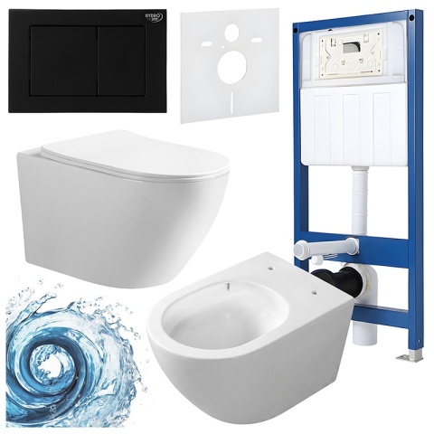 ZESTAW PODTYNKOWY WC STELAŻ HYDROSAN MISKA MIZU-WH-TR-03 PRZYCISK BUTTON-7-BL CZARNY