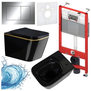 ZESTAW PODTYNKOWY WC STELAŻ TECE MISKA RAIN-BL-GL-RIM-03 PRZYCISK TC-9240401 CHROM