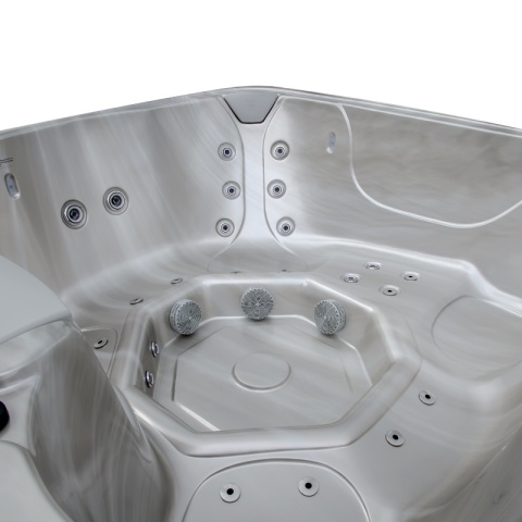JACUZZI ® OGRODOWE WANNA HYBRYDOWA BALIA OGRODOWA SPA521W CAPPUCCINO OBUDOWA KAWA 230X230 CM
