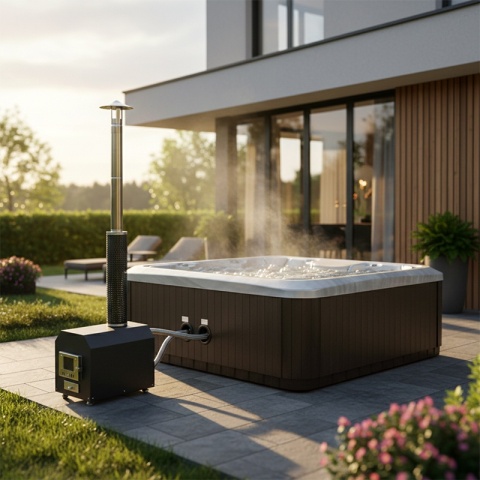 JACUZZI ® OGRODOWE WANNA HYBRYDOWA BALIA OGRODOWA SPA521W CAPPUCCINO OBUDOWA KAWA 230X230 CM