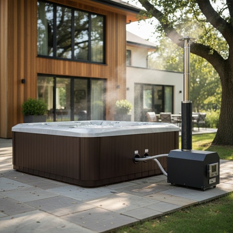 JACUZZI ® OGRODOWE WANNA HYBRYDOWA BALIA OGRODOWA SPA521W CAPPUCCINO OBUDOWA KAWA 230X230 CM