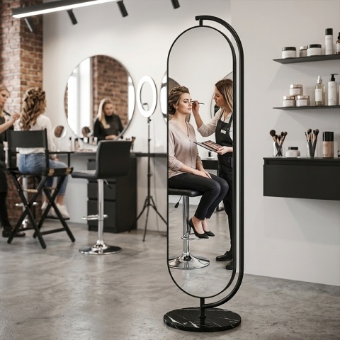LUSTRO STOJĄCE 173 X 45 W RAMIE DUŻE OWALNE DO PRZEDPOKOJU MAKIJAŻU Z PÓŁKĄ ELIZA