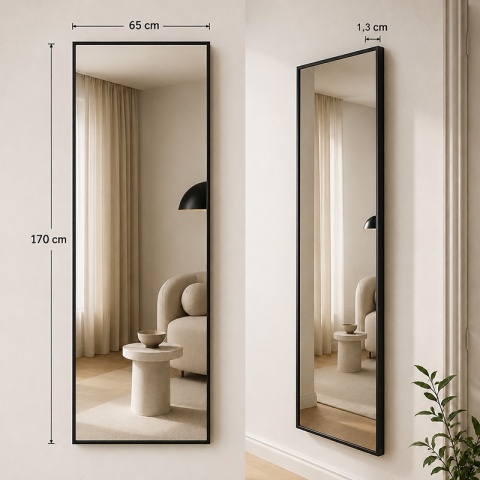 LUSTRO STOJĄCE 170 X 65 CM W RAMIE DUŻE WYSOKIE PROSTOKĄTNE DO PRZEDPOKOJU MAKIJAŻU ANNA
