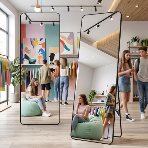LUSTRO STOJĄCE 170 X 65 CM W RAMIE DUŻE WYSOKIE PROSTOKĄTNE DO PRZEDPOKOJU MAKIJAŻU STELLA