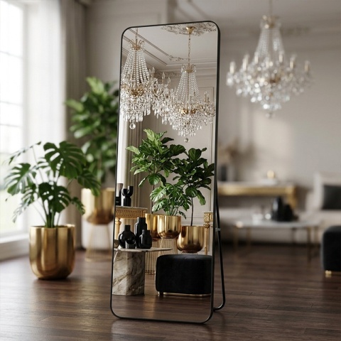 LUSTRO STOJĄCE 170 X 65 CM W RAMIE DUŻE WYSOKIE PROSTOKĄTNE DO PRZEDPOKOJU MAKIJAŻU STELLA