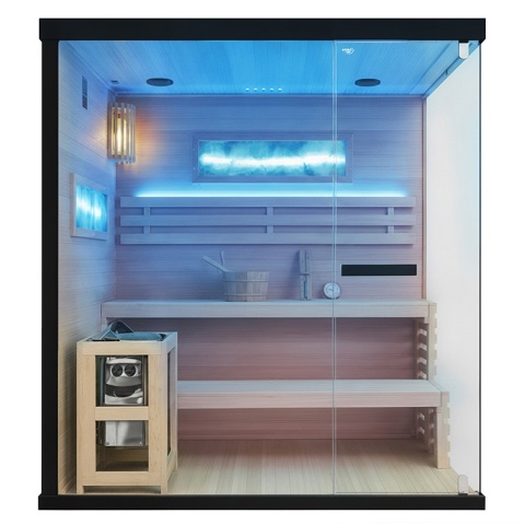 SAUNA FIŃSKA WYSOKOTEMPERATUROWA Z PIECEM LARK5/HARVIA 6KW 4-5 OSOBOWA 180x160 CM
