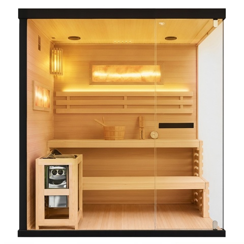 SAUNA FIŃSKA WYSOKOTEMPERATUROWA Z PIECEM LARK5/HARVIA 6KW 4-5 OSOBOWA 180x160 CM