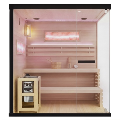 SAUNA FIŃSKA WYSOKOTEMPERATUROWA Z PIECEM LARK5/HARVIA 6KW 4-5 OSOBOWA 180x160 CM