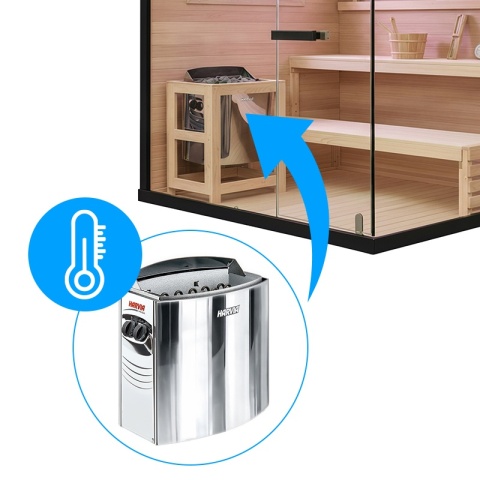SAUNA FIŃSKA WYSOKOTEMPERATUROWA Z PIECEM LARK5/HARVIA 6KW 4-5 OSOBOWA 180x160 CM