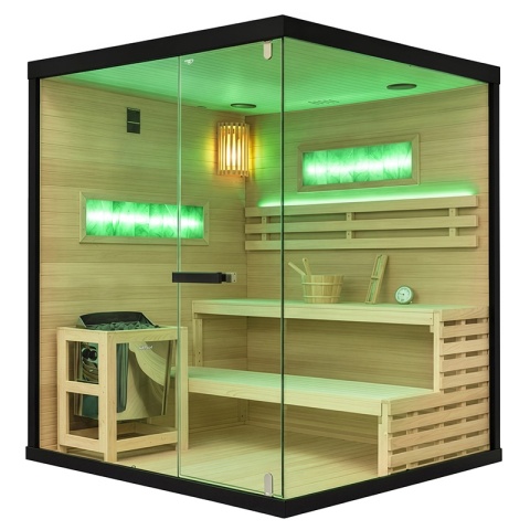 SAUNA FIŃSKA WYSOKOTEMPERATUROWA Z PIECEM LARK5/HARVIA 6KW 4-5 OSOBOWA 180x160 CM