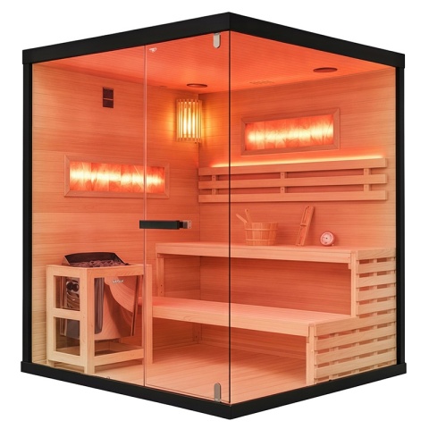 SAUNA FIŃSKA WYSOKOTEMPERATUROWA Z PIECEM LARK5/HARVIA 6KW 4-5 OSOBOWA 180x160 CM