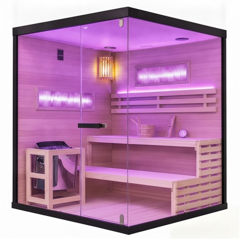 SAUNA FIŃSKA WYSOKOTEMPERATUROWA Z PIECEM LARK5/HARVIA 6KW 4-5 OSOBOWA 180x160 CM