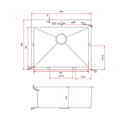ZLEW KUCHENNY ZLEWOZMYWAK JEDNOKOMOROWY STALOWY INOX ALOR-CH-59X49 DOZOWNIK SYFON UCHWYTY