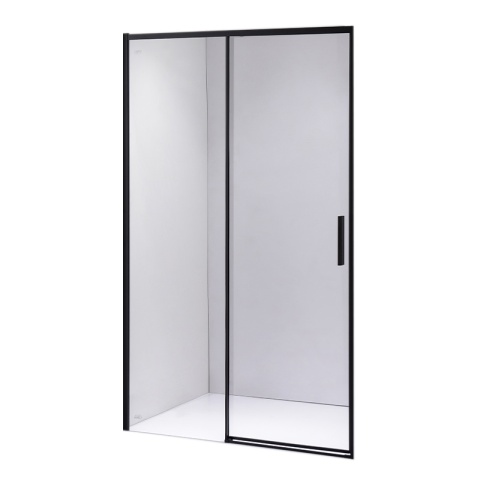 DRZWI PRYSZNICOWE WNĘKOWE PRZESUWNE SUPER SLIM NOVA CZARNE 90CM SZKŁO 6 MM