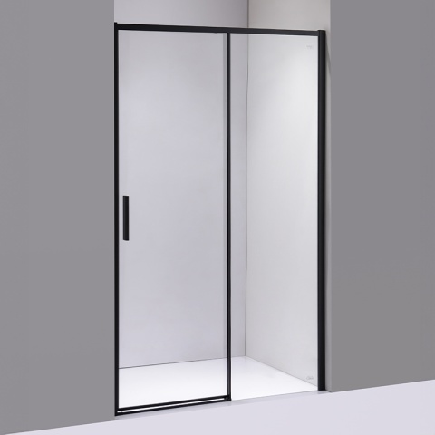 DRZWI PRYSZNICOWE WNĘKOWE PRZESUWNE SUPER SLIM NOVA CZARNE 90CM SZKŁO 6 MM