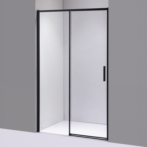DRZWI PRYSZNICOWE WNĘKOWE PRZESUWNE SUPER SLIM NOVA CZARNE 90CM SZKŁO 6 MM