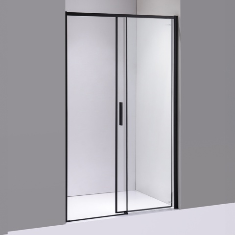 DRZWI PRYSZNICOWE WNĘKOWE PRZESUWNE SUPER SLIM NOVA CZARNE 90CM SZKŁO 6 MM