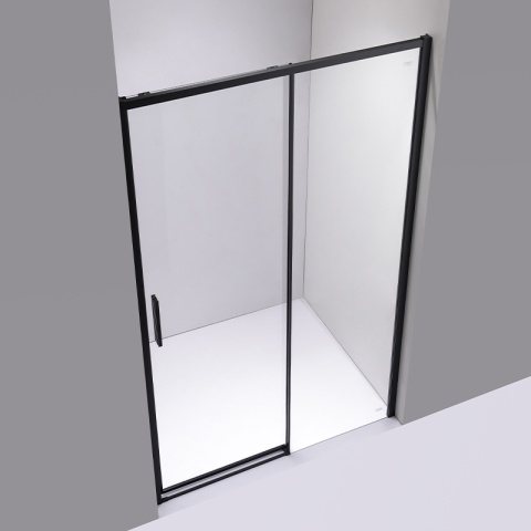 DRZWI PRYSZNICOWE WNĘKOWE PRZESUWNE SUPER SLIM NOVA CZARNE 90CM SZKŁO 6 MM