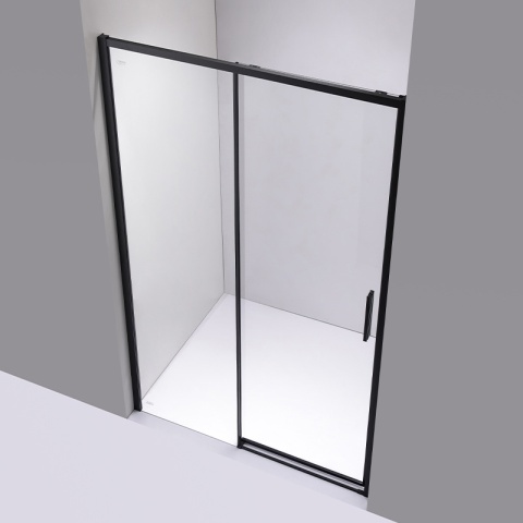 DRZWI PRYSZNICOWE WNĘKOWE PRZESUWNE SUPER SLIM NOVA CZARNE 90CM SZKŁO 6 MM