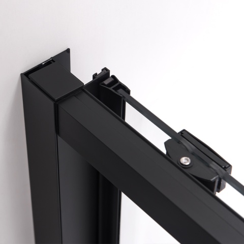 DRZWI PRYSZNICOWE WNĘKOWE PRZESUWNE SUPER SLIM NOVA CZARNE 90CM SZKŁO 6 MM
