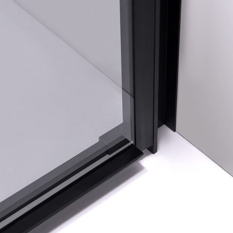 DRZWI PRYSZNICOWE WNĘKOWE PRZESUWNE SUPER SLIM NOVA CZARNE 90CM SZKŁO 6 MM
