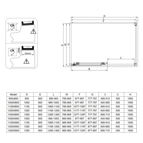 KABINA PRYSZNICOWA PROSTOKĄTNA SUPER SLIM ZES-NOVA-CH-100X80 CHROM 100x80 CM SZKŁO 6 MM