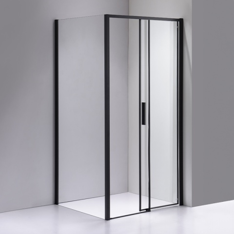 KABINA PRYSZNICOWA PROSTOKĄTNA SUPER SLIM ZES-NOVA-BL-120X80 CZARNA 120x80 CM SZKŁO 6 MM
