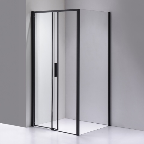 KABINA PRYSZNICOWA PROSTOKĄTNA SUPER SLIM ZES-NOVA-BL-120X80 CZARNA 120x80 CM SZKŁO 6 MM