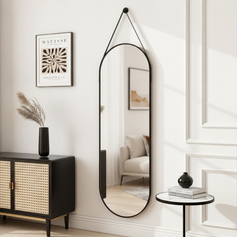 LUSTRO WISZĄCE 160 X 50 W RAMIE DUŻE OWALNE ŚCIENNE DO PRZEDPOKOJU MAKIJAŻU LAURA