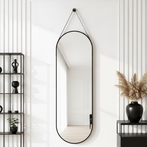 LUSTRO WISZĄCE 160 X 50 W RAMIE DUŻE OWALNE ŚCIENNE DO PRZEDPOKOJU MAKIJAŻU LAURA