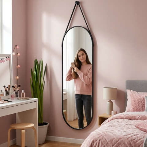 LUSTRO WISZĄCE 160 X 50 W RAMIE DUŻE OWALNE ŚCIENNE DO PRZEDPOKOJU MAKIJAŻU LAURA