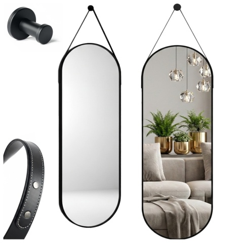 LUSTRO WISZĄCE 160 X 50 W RAMIE DUŻE OWALNE ŚCIENNE DO PRZEDPOKOJU MAKIJAŻU LAURA