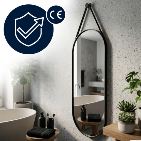 LUSTRO WISZĄCE 160 X 50 W RAMIE DUŻE OWALNE ŚCIENNE DO PRZEDPOKOJU MAKIJAŻU LAURA