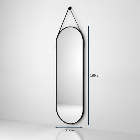 LUSTRO WISZĄCE 160 X 50 W RAMIE DUŻE OWALNE ŚCIENNE DO PRZEDPOKOJU MAKIJAŻU LAURA