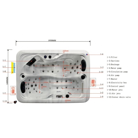 JACUZZI ® OGRODOWE WANNA SPA405 BIAŁA PERŁA OBUDOWA KAWA 195X140 CM